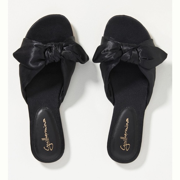 Guilhermina Satin Bow Slippers Black Size: 9 (40) - Picture 1 of 6